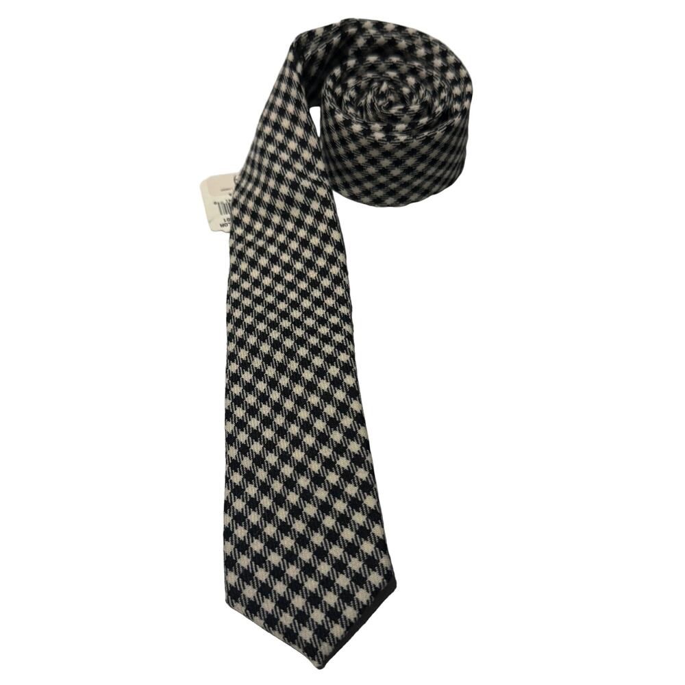Gitman Bros Black & Ivory Houndstooth Silk Tie — Brand New With Tags